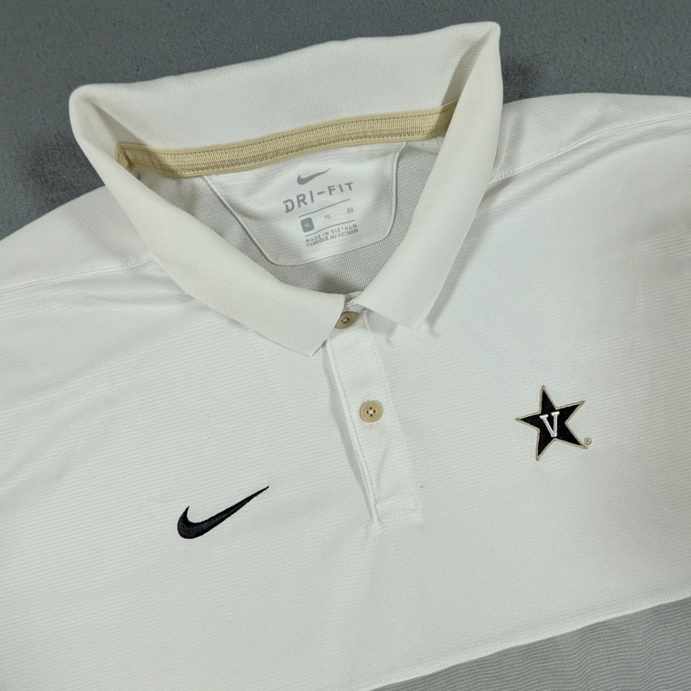 Vanderbilt Commodores Nike Dri-FIT Polo Mens Size XL White Grey AR6524-100 - Picture 1 of 9